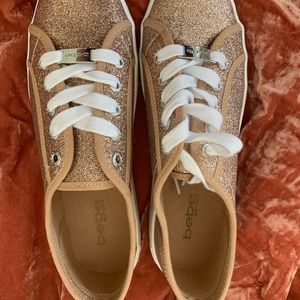 Rose Gold Glitter Sneakers from bebe 8.5